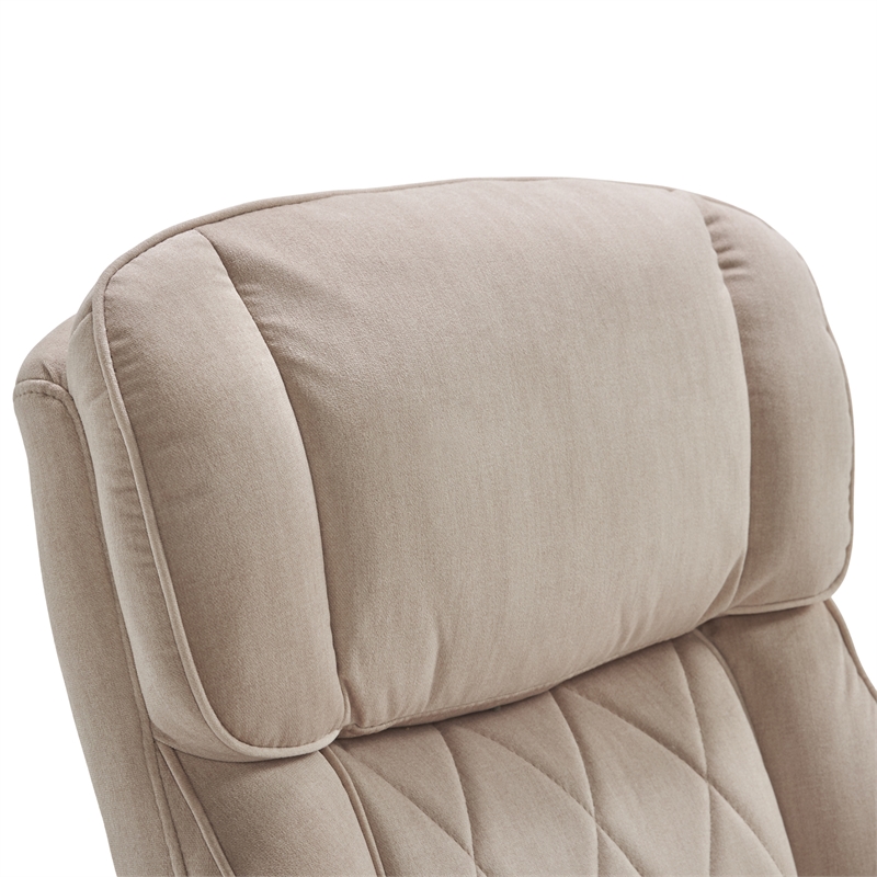 Pemberly Row Modern Quilted Fabric Executive Office Chair Cream