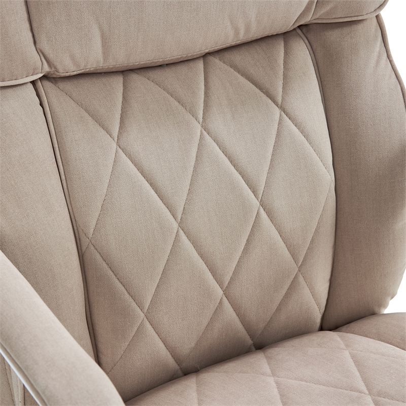 Pemberly Row Modern Quilted Fabric Executive Office Chair Cream