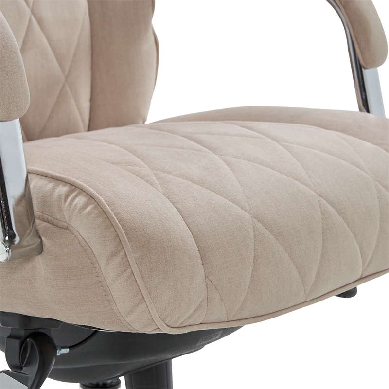 Pemberly Row Modern Quilted Fabric Executive Office Chair Cream
