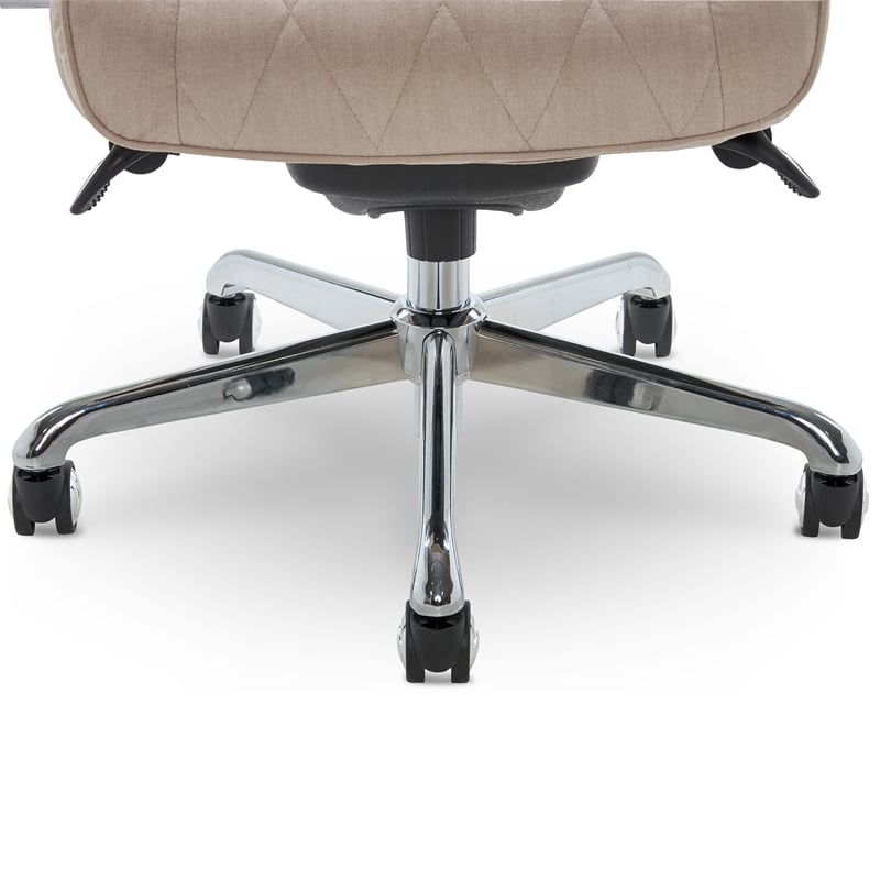 Pemberly Row Modern Quilted Fabric Executive Office Chair Cream