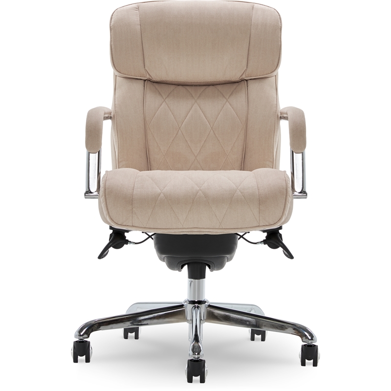 Pemberly Row Modern Quilted Fabric Executive Office Chair Cream