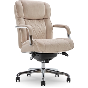 Pemberly Row Modern Quilted Fabric Executive Office Chair Cream