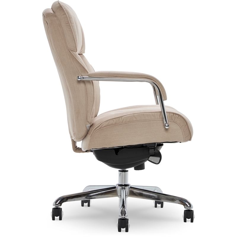 Pemberly Row Modern Quilted Fabric Executive Office Chair Cream