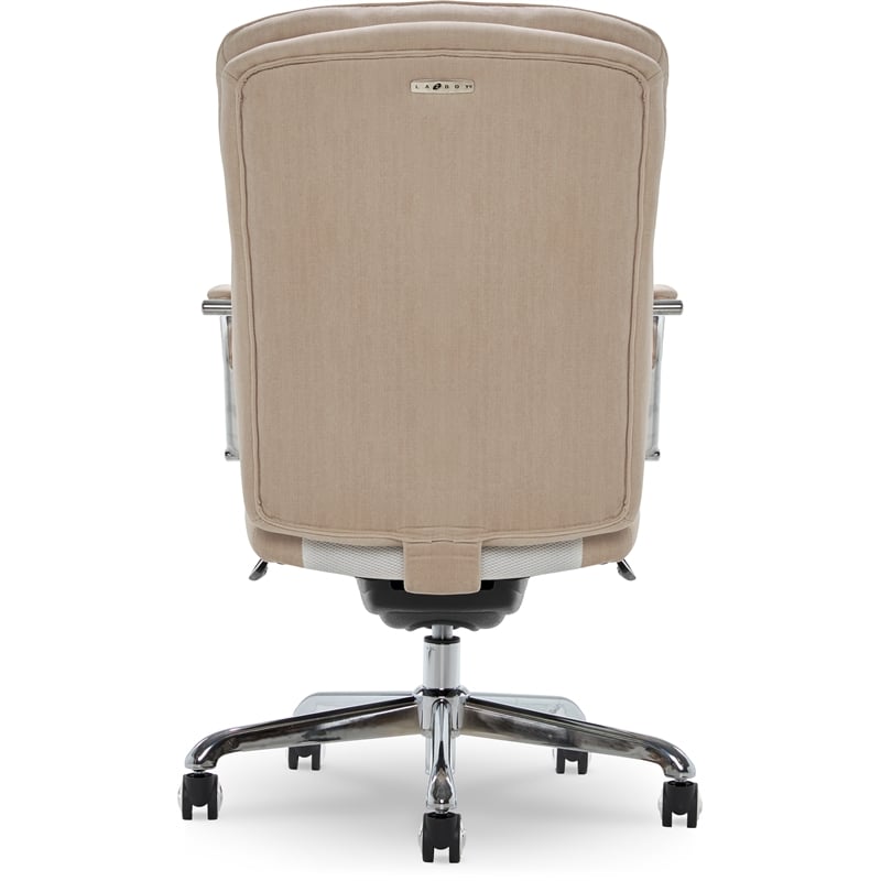 Pemberly Row Modern Quilted Fabric Executive Office Chair Cream