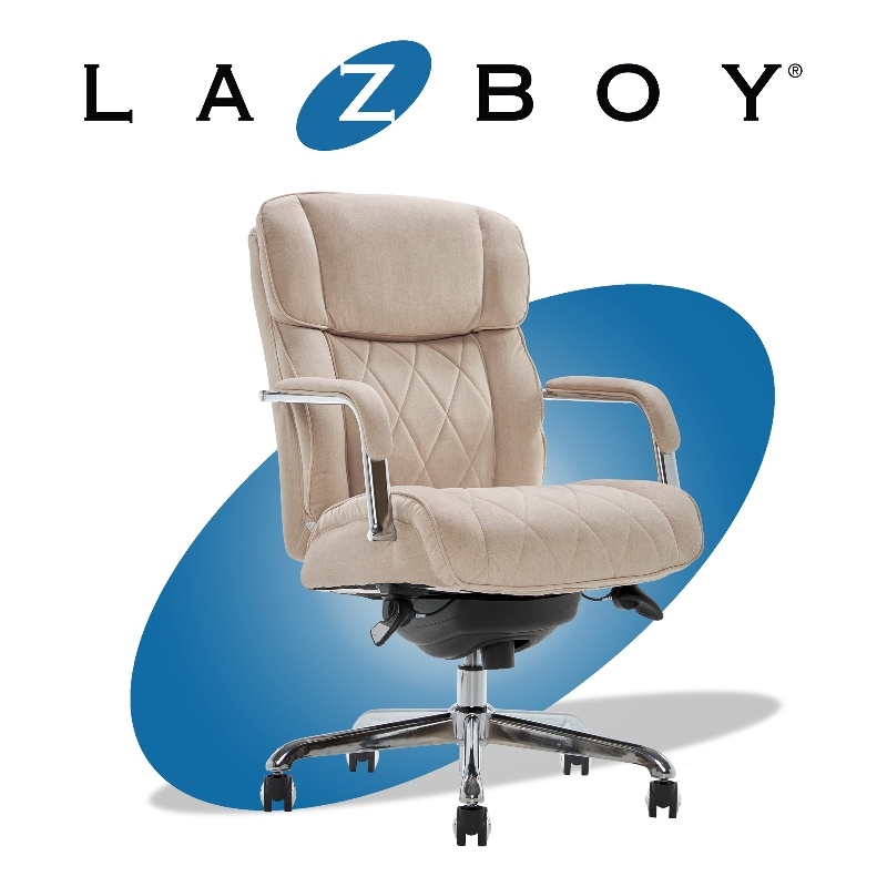 Pemberly Row Modern Quilted Fabric Executive Office Chair Cream