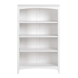Pemberly Row Modern 48&quot Shaker Style Solid Wood Bookcase in White
