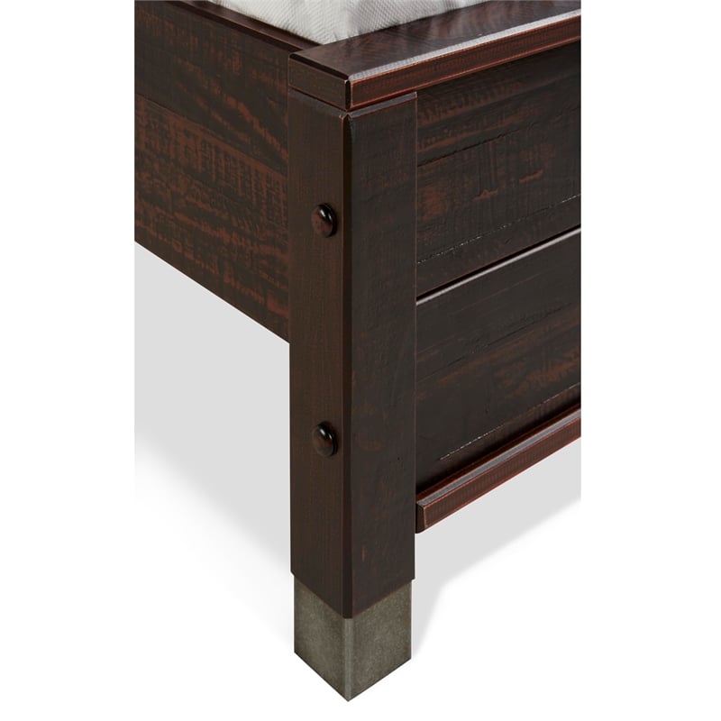 Pemberly Row Contemporary Solid Wood King Platform Bed in Walnut