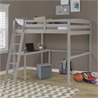 Pemberly Row Solid Pine Wood High Loft Bed Full with Desk in Gray