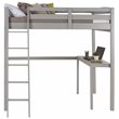 Pemberly Row Solid Pine Wood High Loft Bed Full with Desk in Gray