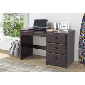 Pemberly Row 43.5&quotW Solid Wood 4-Drawers Computer Desk in Cappuccino