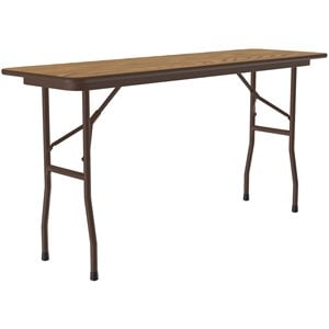 Pemberly Row 18&quotW x 60&quotD Melamine Top Folding Table in Medium Oak