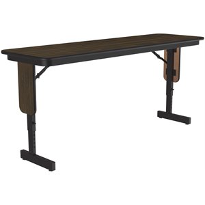Pemberly Row Adjustable Height 3/4&quot High Pressure Folding Seminar Table - Walnut