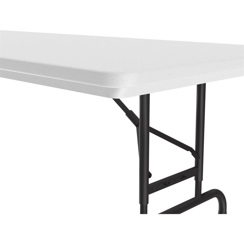 Pemberly Row Adjustable Heavy Duty Plastic Blow-Molded Folding Table - Gray