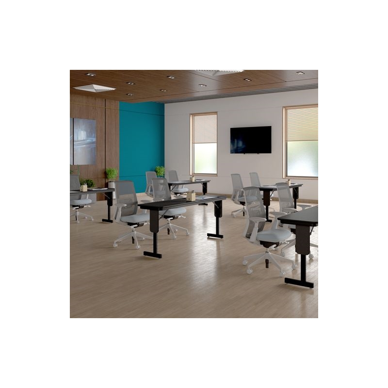 Pemberly Row High Pressure Folding Seminar Table w/ Panel Leg - Gray Granite