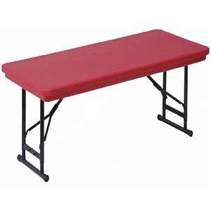 Pemberly Row 17-27&quot Adjustable Height Heavy Duty Blow-Molded Folding Table - Red