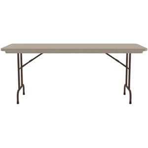 Pemberly Row 30&quotW x 60&quotD H-D Plastic Blow-Molded Folding Table in Mocha Brown