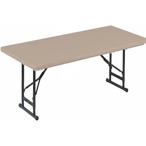 Pemberly Row Adjustable H-D Plastic Blow-Molded Folding Table - Mocha Brown