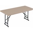 Pemberly Row Adjustable H-D Plastic Blow-Molded Folding Table - Mocha Brown