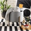 Pemberly Row Gray Velvet and Gold Finished Metal Storage Ottoman