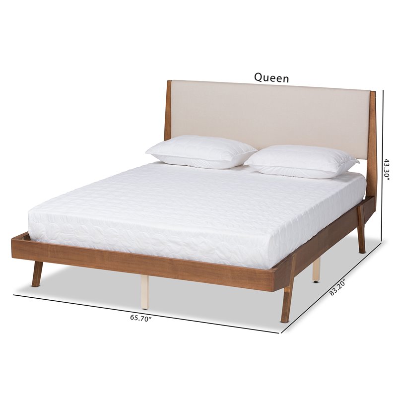 Pemberly Row Beige and Walnut Brown Finished Wood King Size Platform Bed