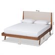 Pemberly Row Beige and Walnut Brown Finished Wood King Size Platform Bed