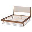 Pemberly Row Beige and Walnut Brown Finished Wood King Size Platform Bed