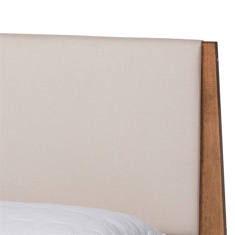 Pemberly Row Beige and Walnut Brown Finished Wood King Size Platform Bed