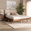 Pemberly Row Beige and Walnut Brown Finished Wood King Size Platform Bed