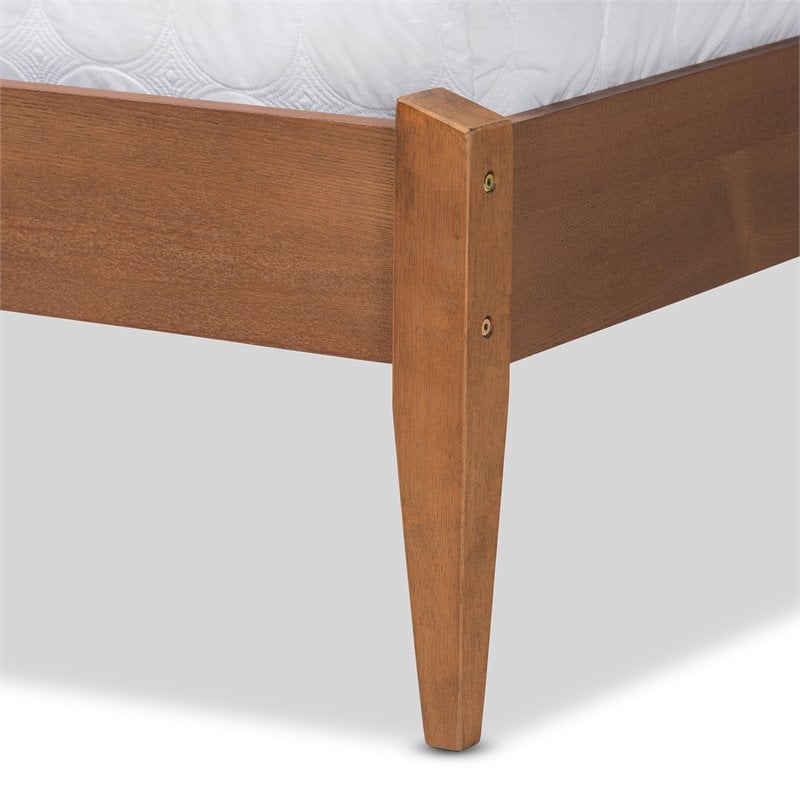 Pemberly Row Beige and Walnut Brown Finished Wood King Size Platform Bed