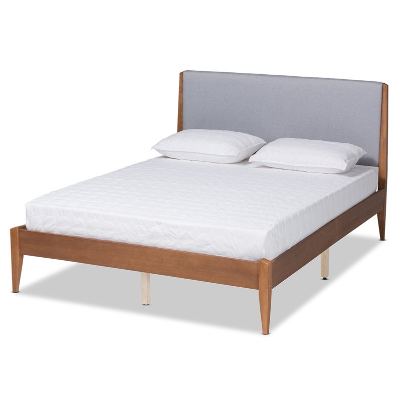 Pemberly Row Gray and Walnut Brown Finished Wood King Size Platform Bed