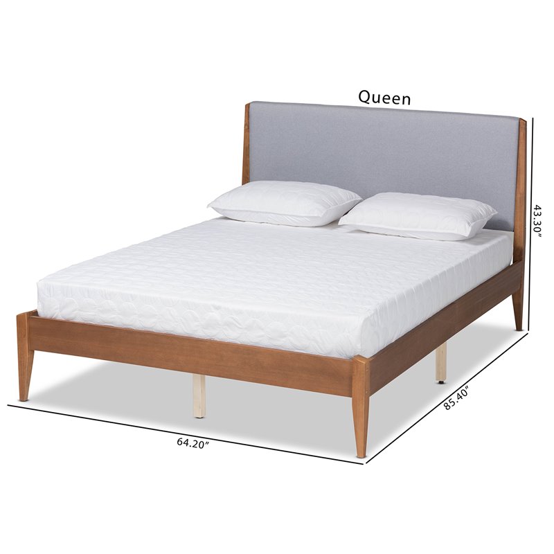 Pemberly Row Gray and Walnut Brown Finished Wood King Size Platform Bed