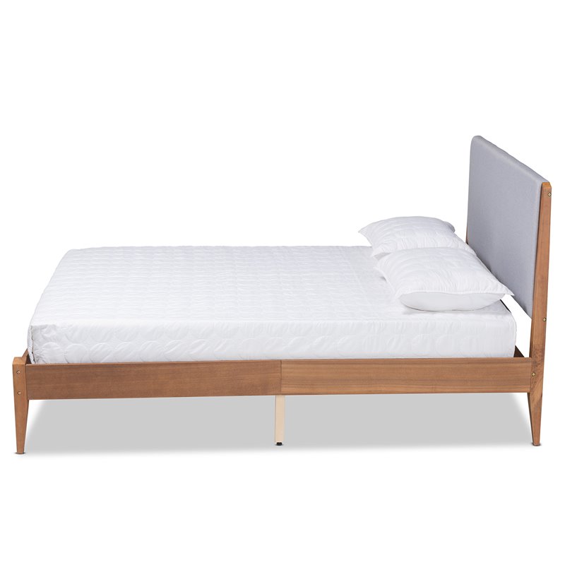 Pemberly Row Gray and Walnut Brown Finished Wood King Size Platform Bed