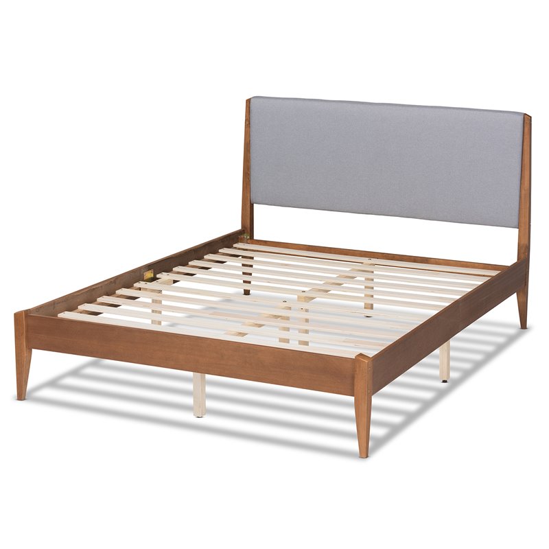 Pemberly Row Gray and Walnut Brown Finished Wood King Size Platform Bed