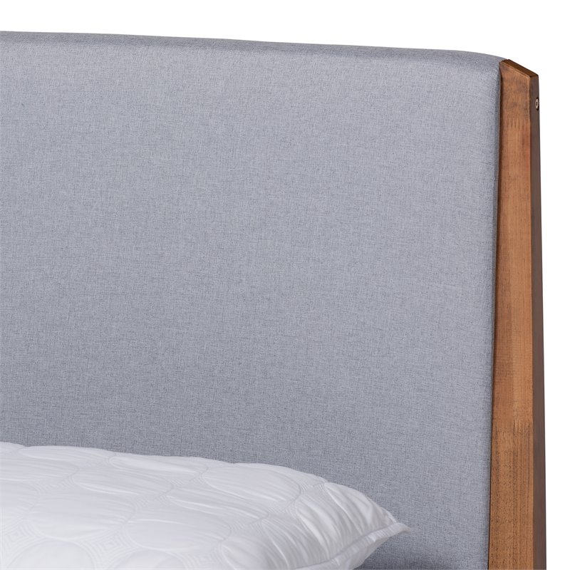 Pemberly Row Gray and Walnut Brown Finished Wood King Size Platform Bed
