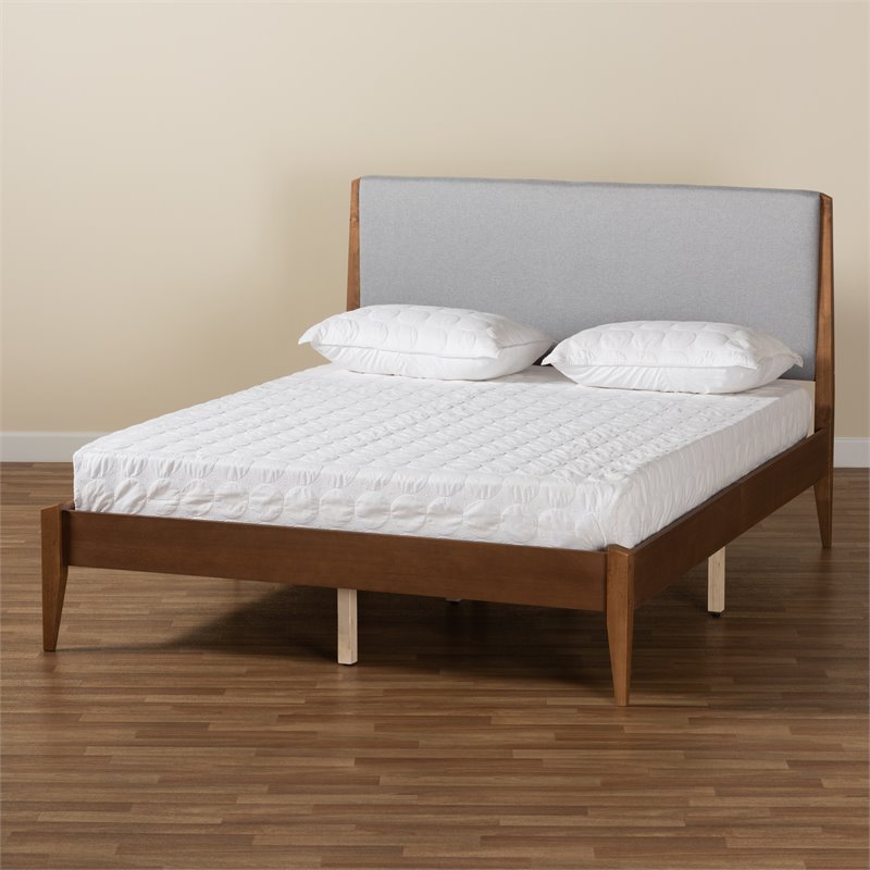 Pemberly Row Gray and Walnut Brown Finished Wood King Size Platform Bed