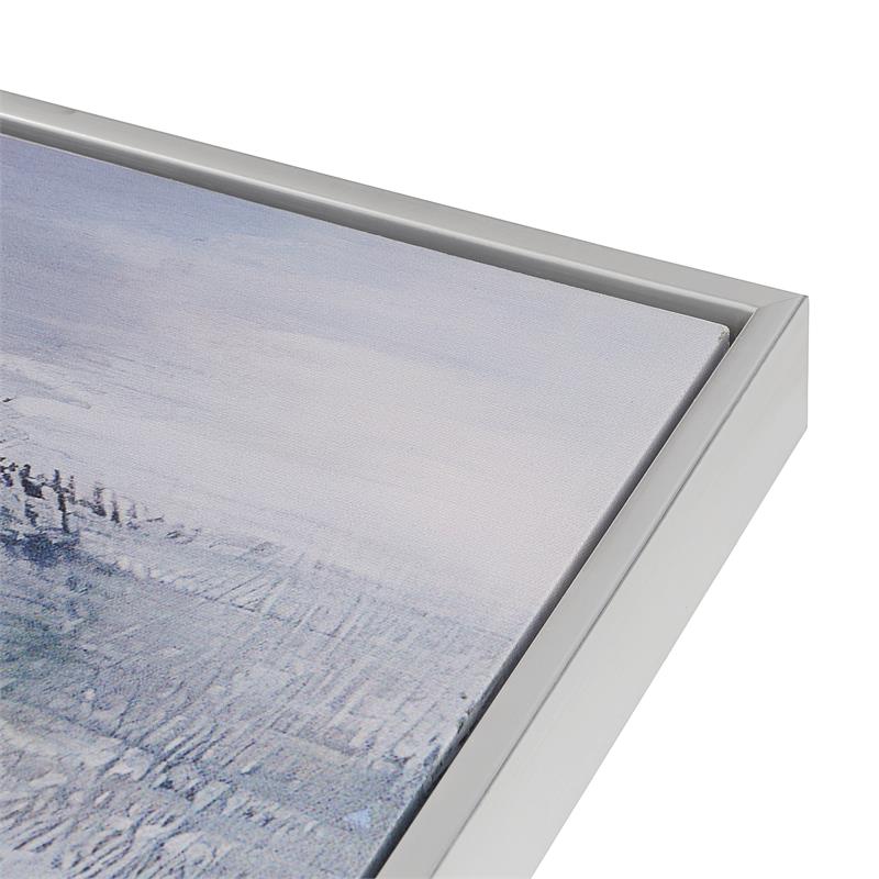 Pemberly Row Cityscape Abstract Wall Art 24 x 32 with Silver Frame in Teal