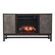 Pemberly Row Touch Screen Electric Fireplace & Media Storage Brown / Silver