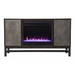 Pemberly Row Color Changing Fireplace with Media Storage in Brown/Antique Silver