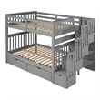 Pemberly Row Full Over Full Bunk Bed with Shelves and 6 Storage Drawers (Gray)
