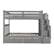 Pemberly Row Full Over Full Bunk Bed with Shelves and 6 Storage Drawers (Gray)