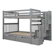 Pemberly Row Full Over Full Bunk Bed with Shelves and 6 Storage Drawers (Gray)