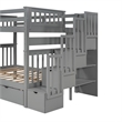 Pemberly Row Full Over Full Bunk Bed with Shelves and 6 Storage Drawers (Gray)
