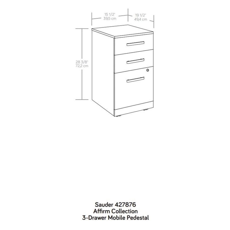 Pemberly Row Engineered Wood 3-Drawer Mobile Filing Cabinet in Noble Elm/Brown