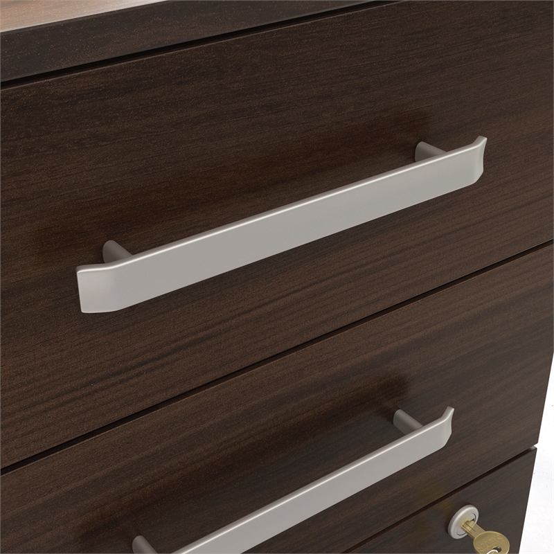 Pemberly Row Engineered Wood 3-Drawer Mobile Filing Cabinet in Noble Elm/Brown