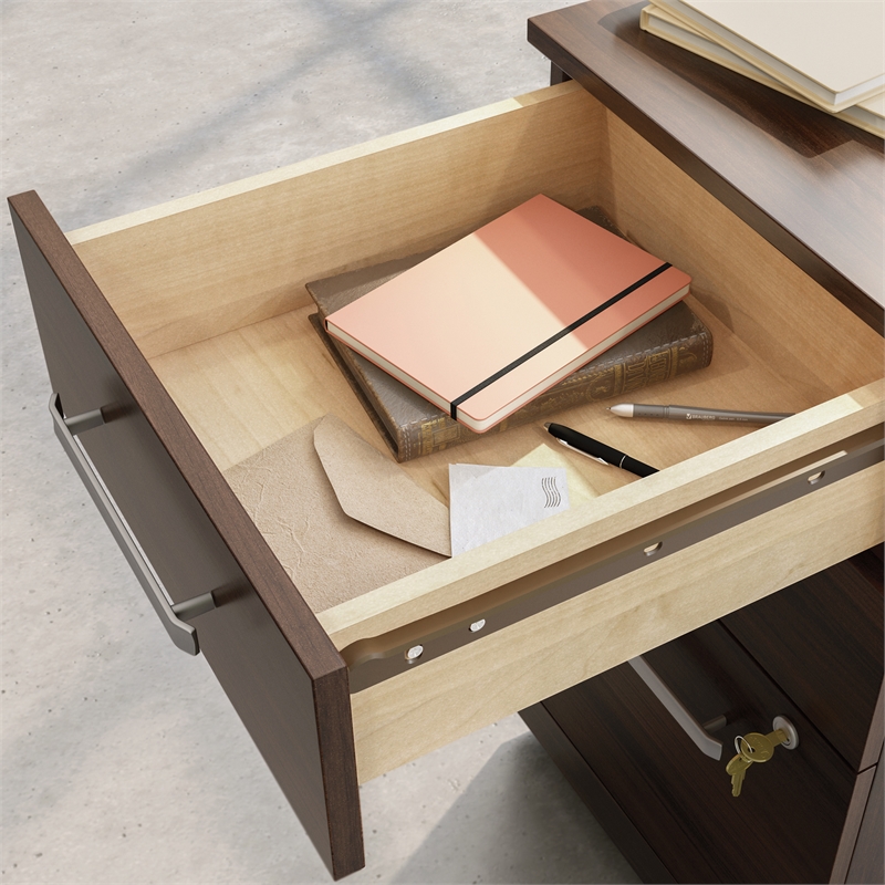 Pemberly Row Engineered Wood 3-Drawer Mobile Filing Cabinet in Noble Elm/Brown