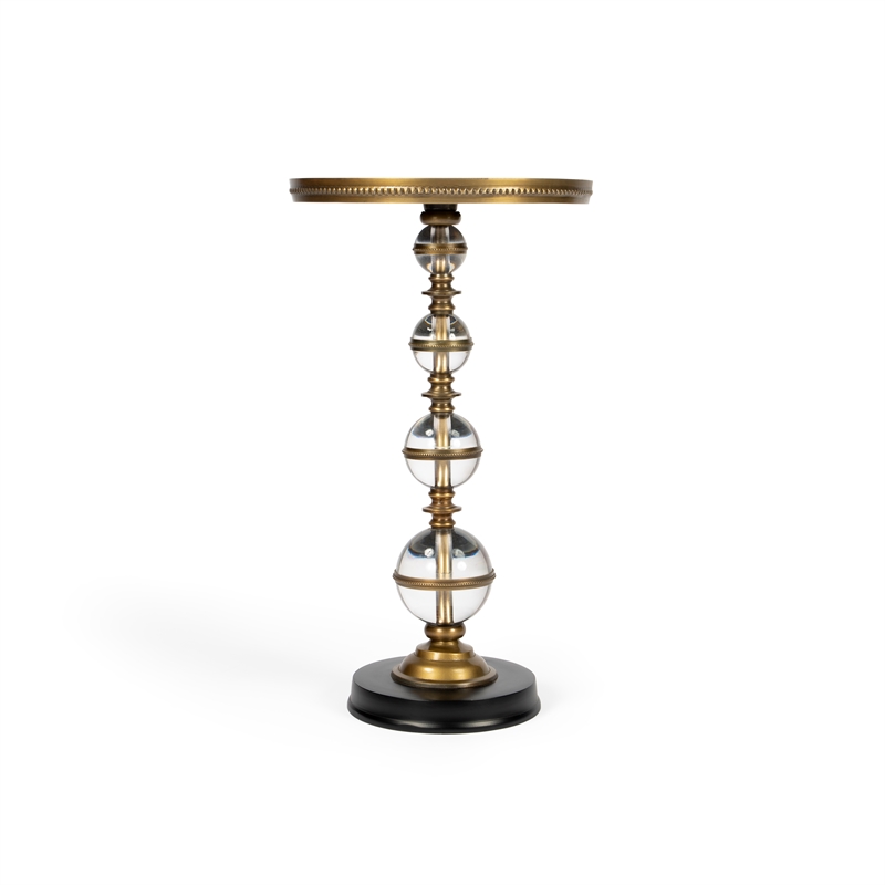 Pemberly Row Contemporary Granite & Acrylic Pedestal End Table