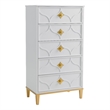 Pemberly Row Modern / Contemporary 5 Drawer White and Gold Chest