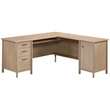 Pemberly Row Modern Engineered Wood L-Desk in Natural Maple Finish