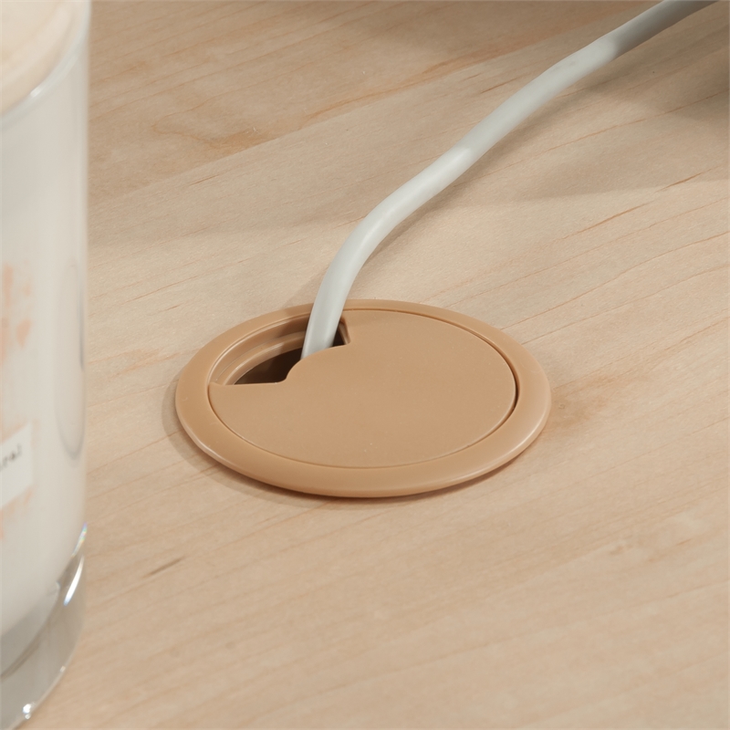 Pemberly Row Modern Engineered Wood L-Desk in Natural Maple Finish