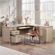 Pemberly Row Modern Engineered Wood L-Desk in Natural Maple Finish